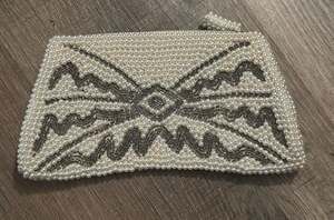 Emson Original Design Hand Made Beaded Pearl Clutch